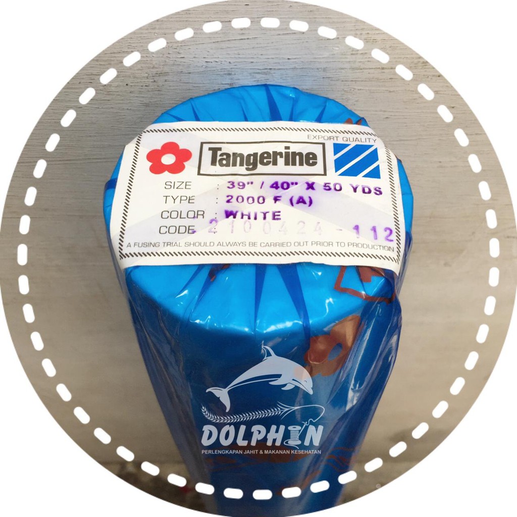 Kain Kapas Lem 2000FA Tangerine Putih METERAN / Interlining Vislin Viselin Fislin