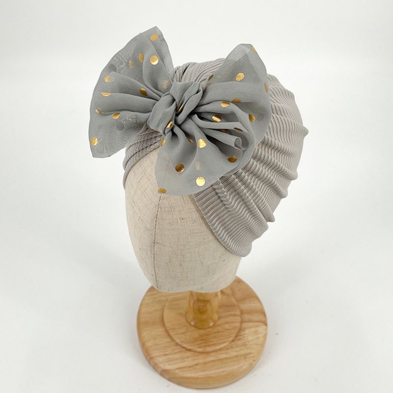 (Pimenova) Turban Anak Bayi Pita Polka 0-3 tahun - Bandana Bayi Perempuan - Ciput Bayi-Gray