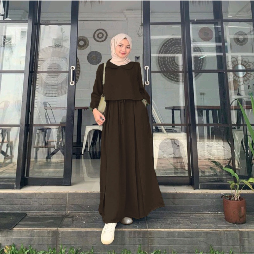 Setelan Wanita Polos Simple - One Set Wanita Lengan Panjang Bawahan Rok  893