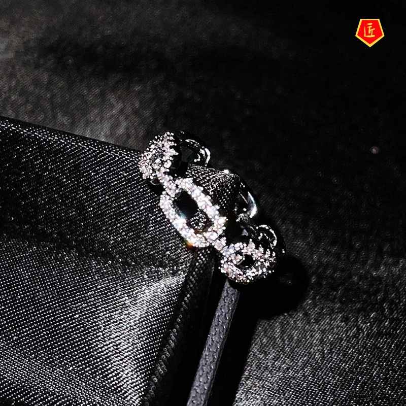 [Ready Stock]High-Grade Full Diamond Chain Ring Fashion Personality