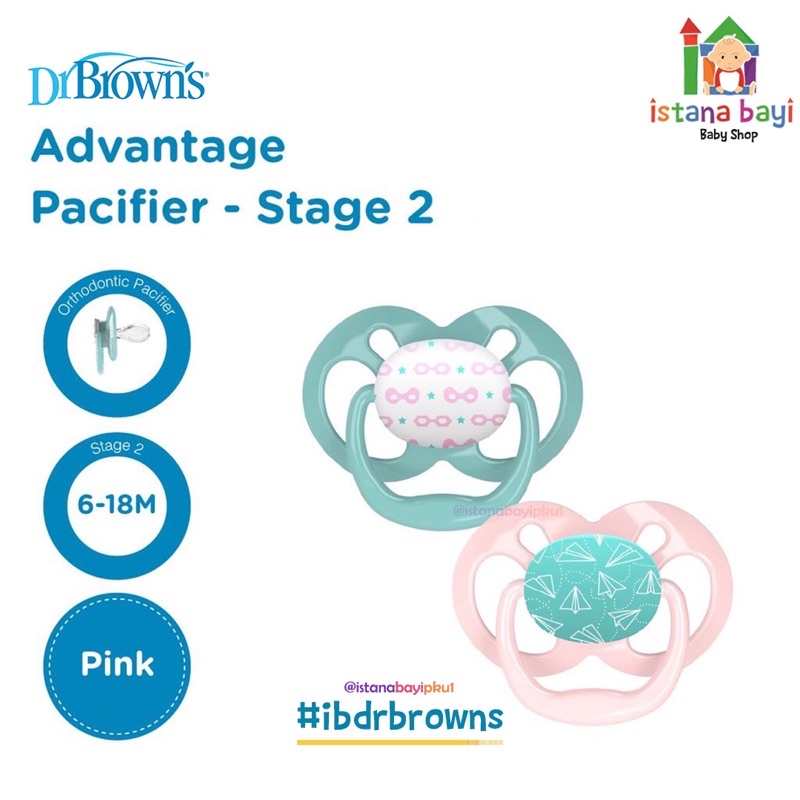 Kompeng Bayi - Dr.Brown’s Advantage Pacifier step 1 - 0-6 M Pack isi 2-Empeng PA12000