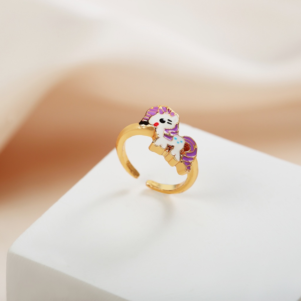 Y448 Cincin Anak Modle Unicorn Cantik Titanium Cincin Aksesoris Lapis Emas 18k Anti Karat Children's Ring Jewelry Gift