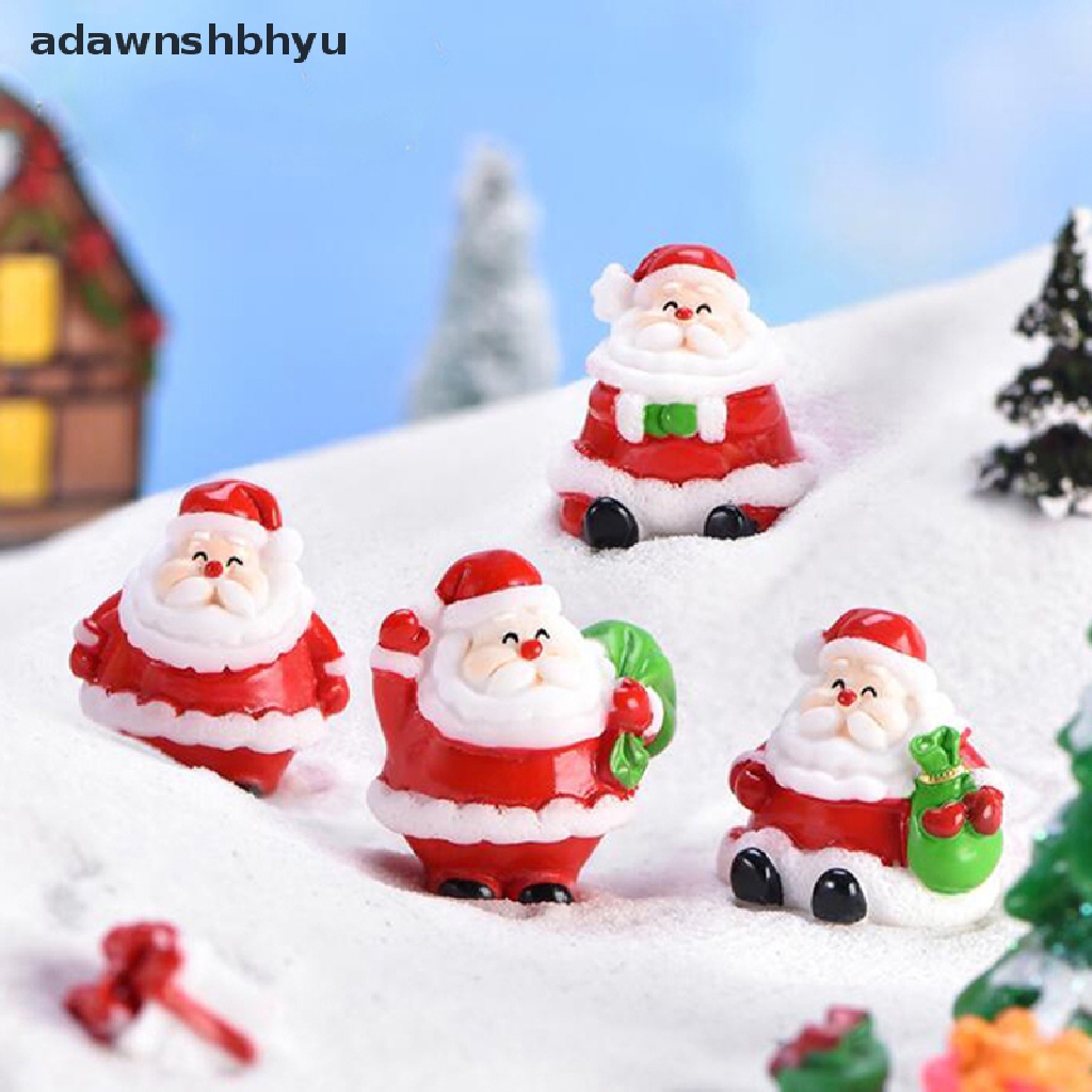 4 Pcs / lot Figure Mini Bahan Resin Desain Santa Claus Snowman Dan Pohon Natal Untuk Dekorasi