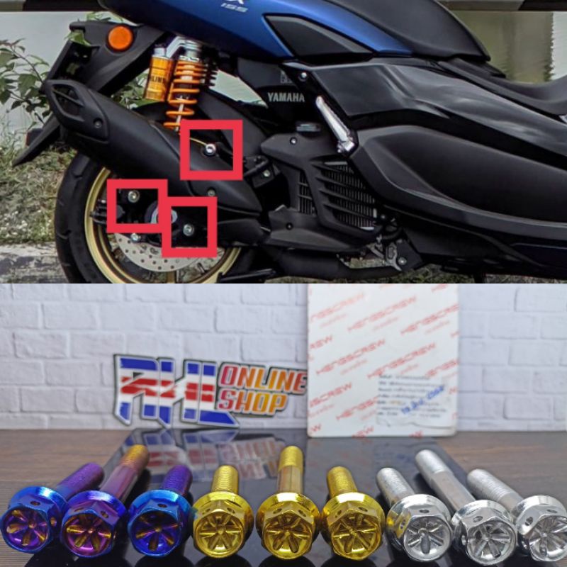 baut probolt knalpot nmax aerox lexi stainless original heng