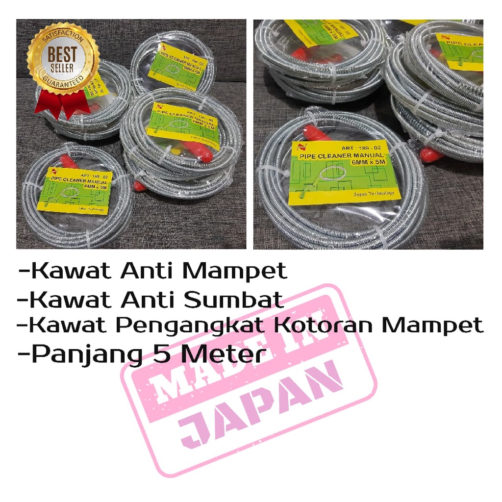 Kawat Anti Sumbat 5 Meter Mengatasi Saluran Air Tersumbat / Pembersih Saluran Pipa Mampet Original