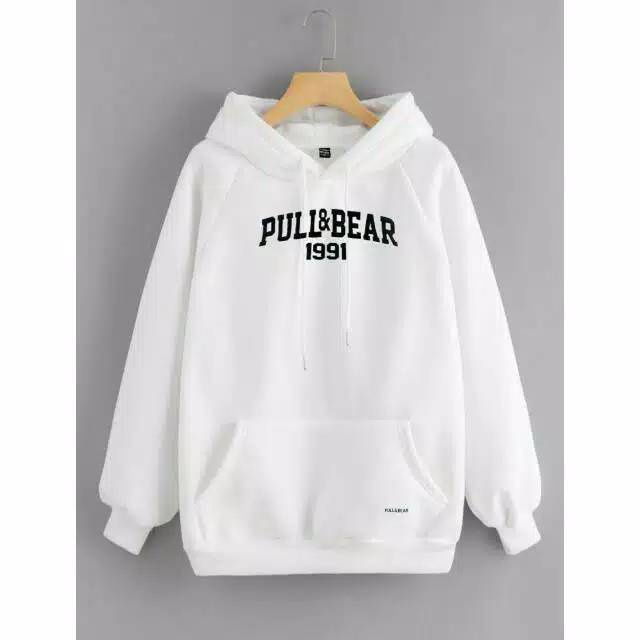 Sweater Hoodie Pria Distro Pull &amp; Bear Sablon Camo Warna Hitam Tebal Size M L XL