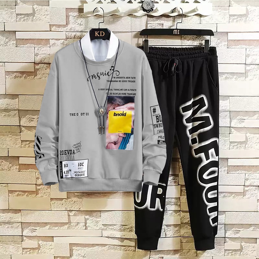 SETELAN BNOID / MUKZHOP / sweater / crewneck / baju / celana pria