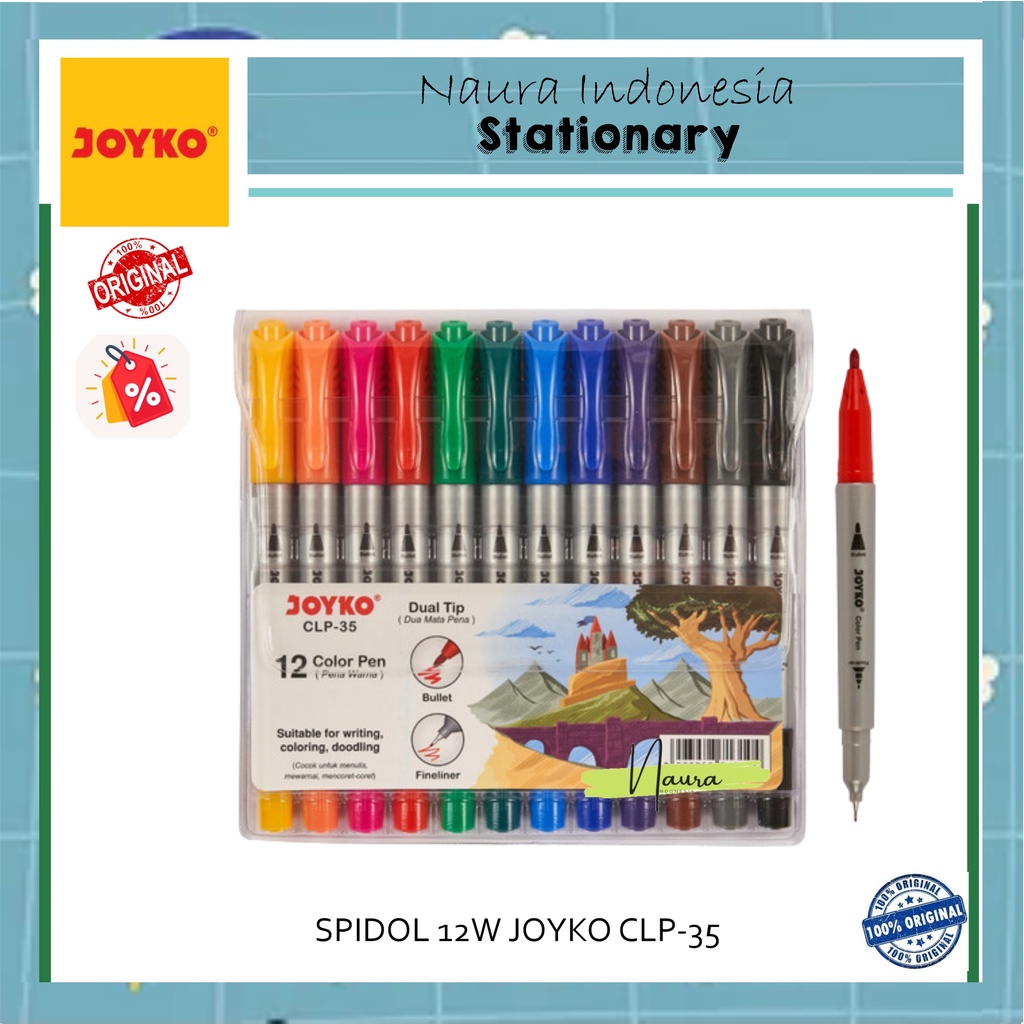 

COLOR PEN PULPEN PENA WARNA JOYKO CLP-35 12 WARNA | SPIDOL 12W JOYKO CLP-35 | COLOR PEN CLP-35