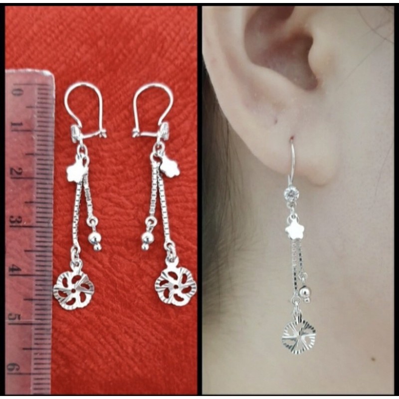 Anting wanita anting panjang anting wanita perak 925 lapis emas putih S353