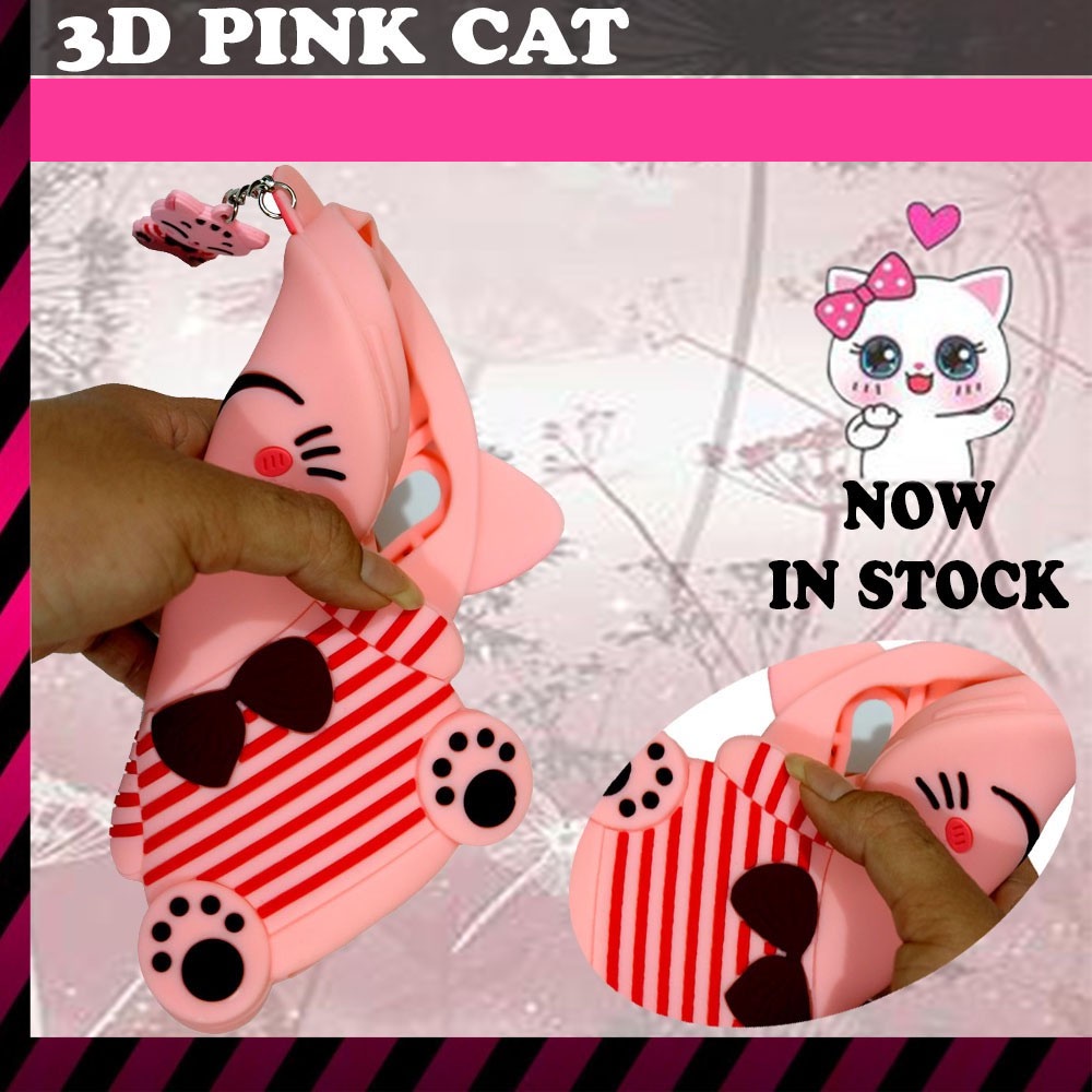 Silikon 3D Samsung Galaxy A71 Cat Pink Cute Case Karakter Samsung A71