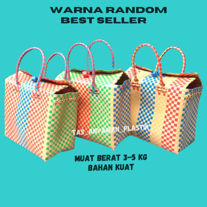 READY STOK Tas Anyaman Souvenir Belanja Custom Anyam Plastik Tas Hajatan Parcel Lebaran Pakai Tutup dan Kancing