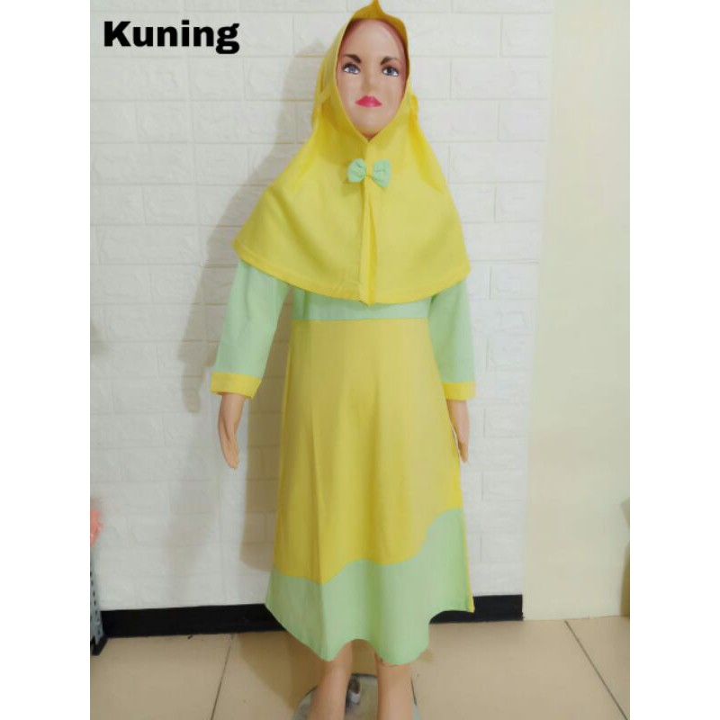 gamis anak perempuan set hijab ids 64