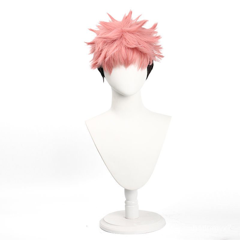 Anime Jujutsu Kaisen Yuji Itadori Cosplay Wig Pink Black Short Heat Resistant Hair Wigs
