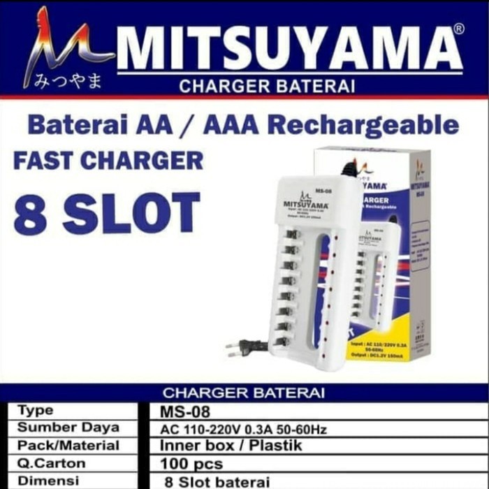 Mitsuyama MS-08 Charger Baterai AA / AAA Fast Charging 8 Slot Original