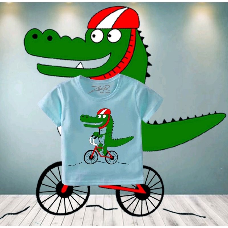 Baju bayi atasan kaos bayi usia 3-9 bulan-2 Biru Buaya