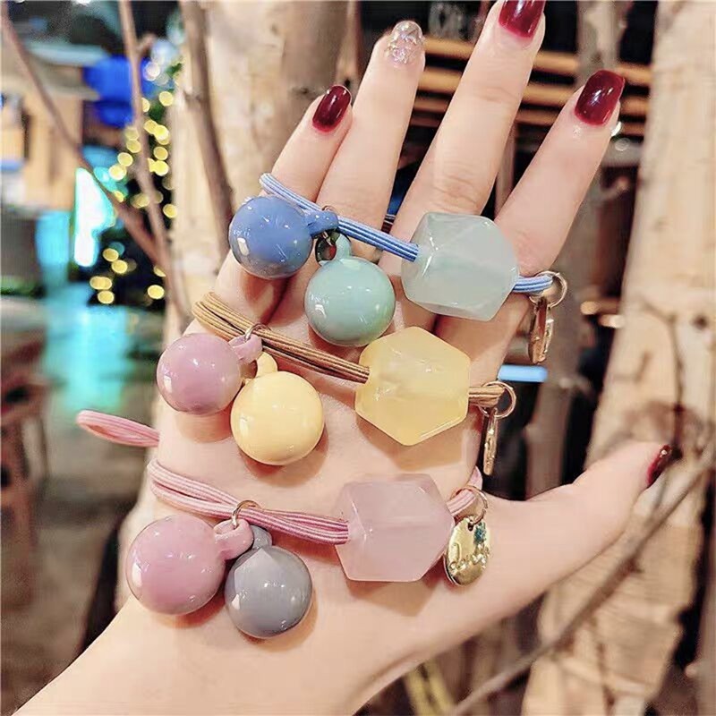 MURMURE.ID | IKAT RAMBUT KOREA SIMPLE MOTIF BULAT KOTAK PERMEN KARET TALI RAMBUT WANITA HA069-1