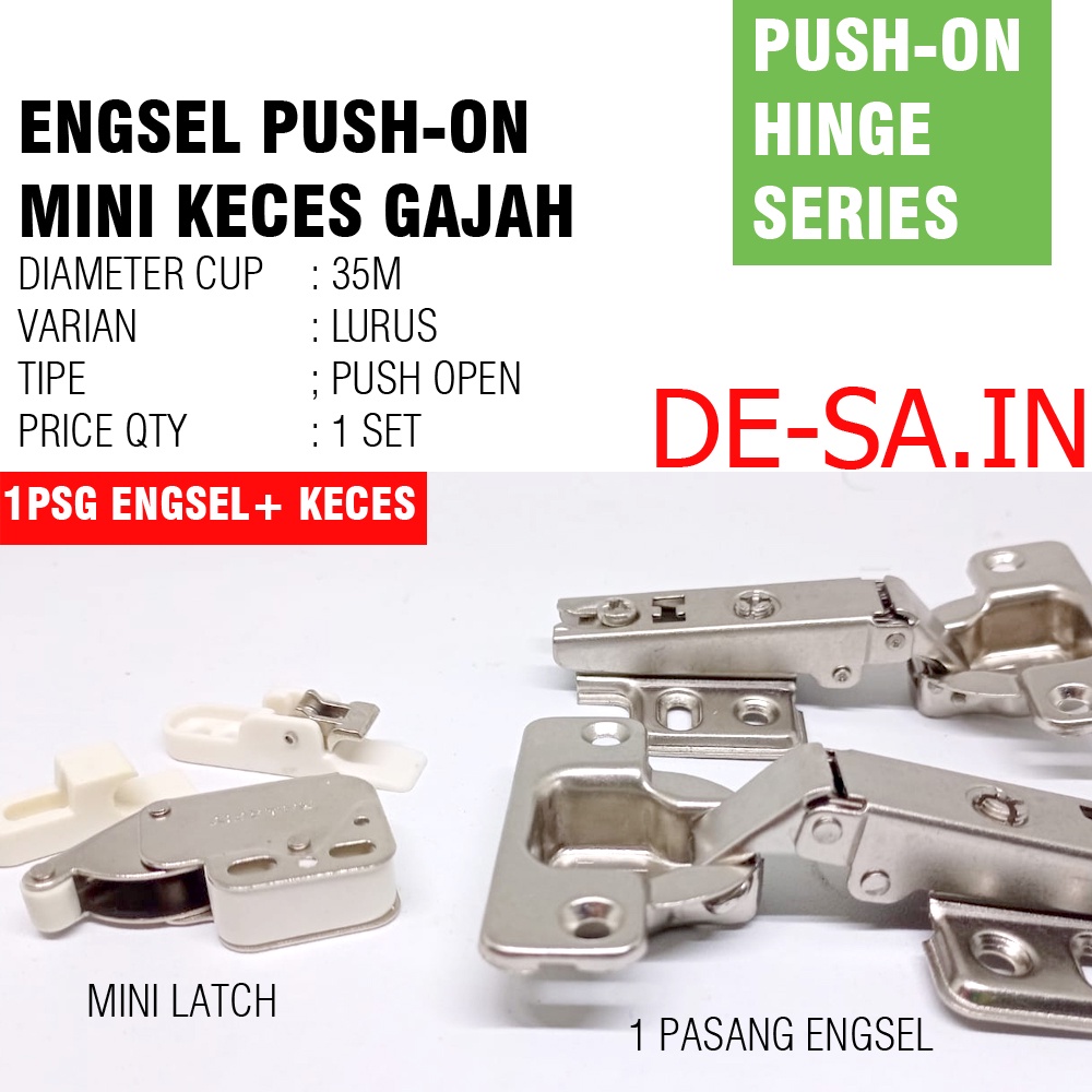 Harfit PO - 35MM Engsel Sendok Push Open Include Minilatch Mini Keces / Catches PO-0 PO-8 PO-16 LURUS SETENGAH FULL BUNGKUK