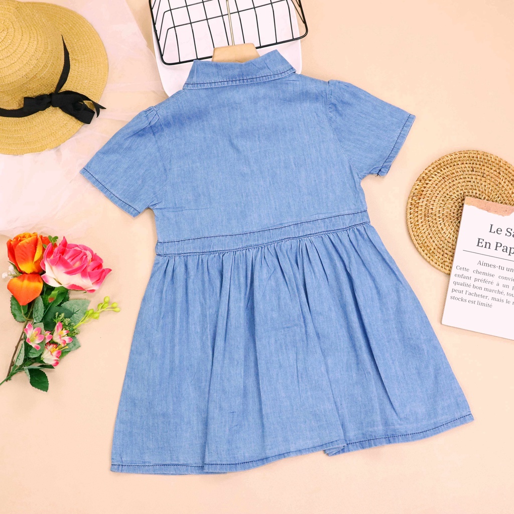 1 - 5 Tahun | Dress Korean Style Dae Hwa / Baju Gaya Elegant Korea Denim Jeans Anak Perempuan kualitas Import Balita Harian Polos Babycinnamon