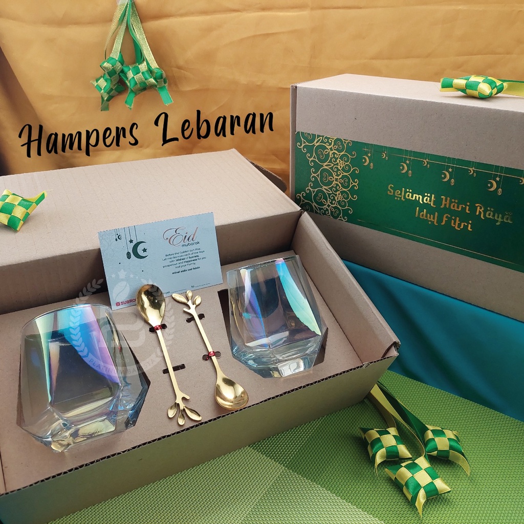 

Idul Fitri Hampers Gift Box Lebaran Ramadan Parcel Glass Aestehtic Gelas Kaca Cantik Elegant Lucu