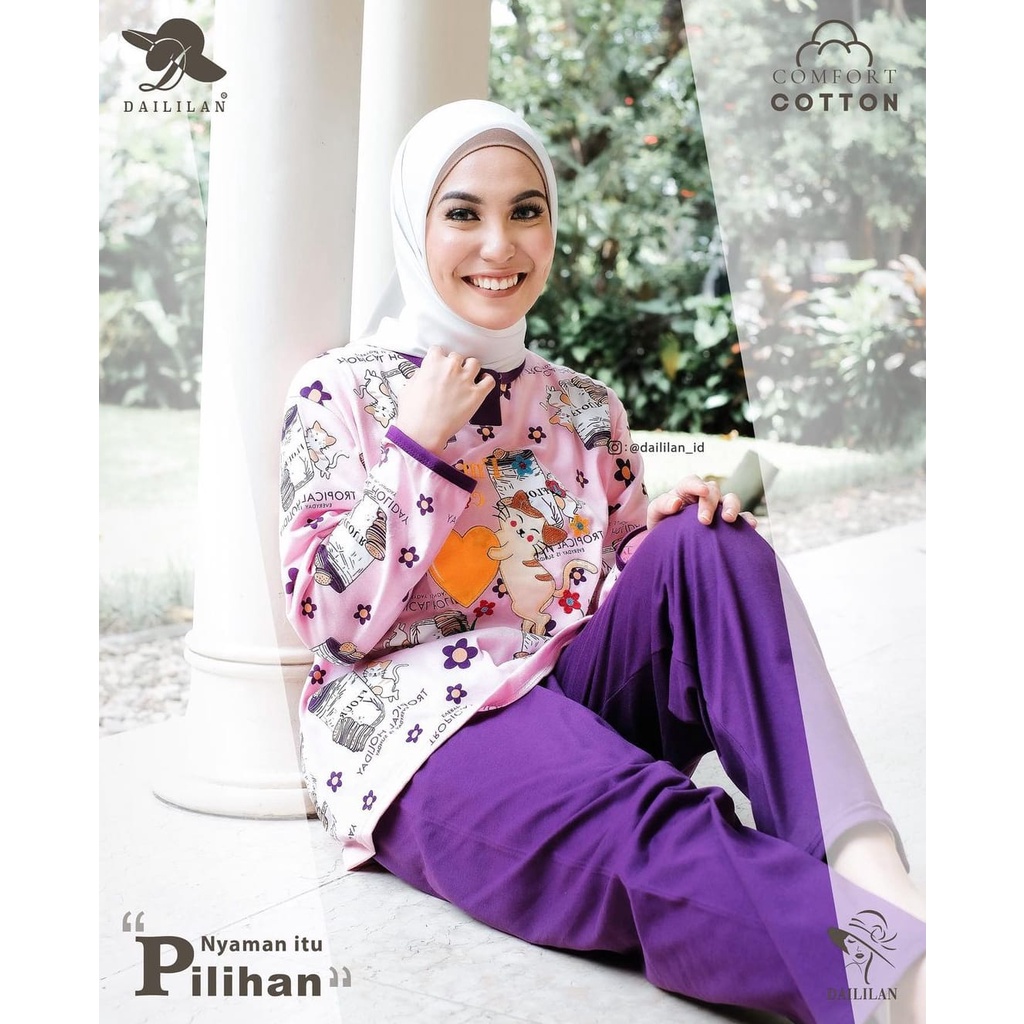 BP010 PP Daililan Ukuran Jumbo Baju Tidur Wanita Dewasa Lengan Panjang Celana Panjang Piyama Wanita 