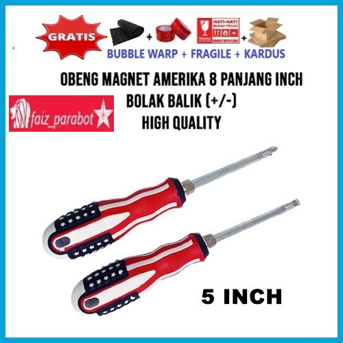 Obeng Amerika Bolak Balik Plus &amp; Min Magnet Multifungsi