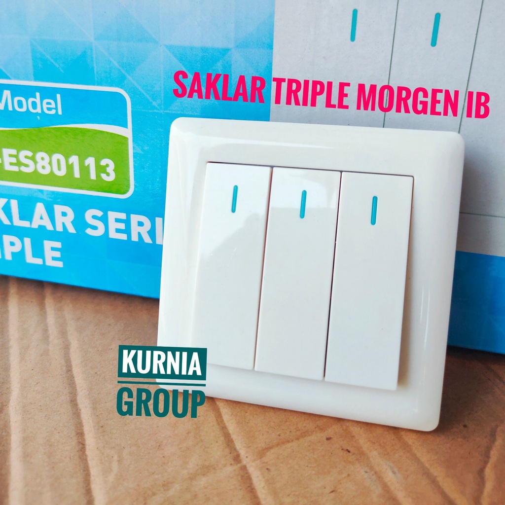 MORGEN Saklar Seri Stop Kontak Engkel Putih SLIM Inbow Saklar Dobel Isi 2 MEWAH Tanam Tembok Kualitas Bagus Full Kuningan 2 Gang 1 Way Duoble Switch Strip Nyala Radium Fosfor Pencetan Satu Dua Klik Lampu In Bow Desain Modern Warna Putih Socket Tv Stop+ CP