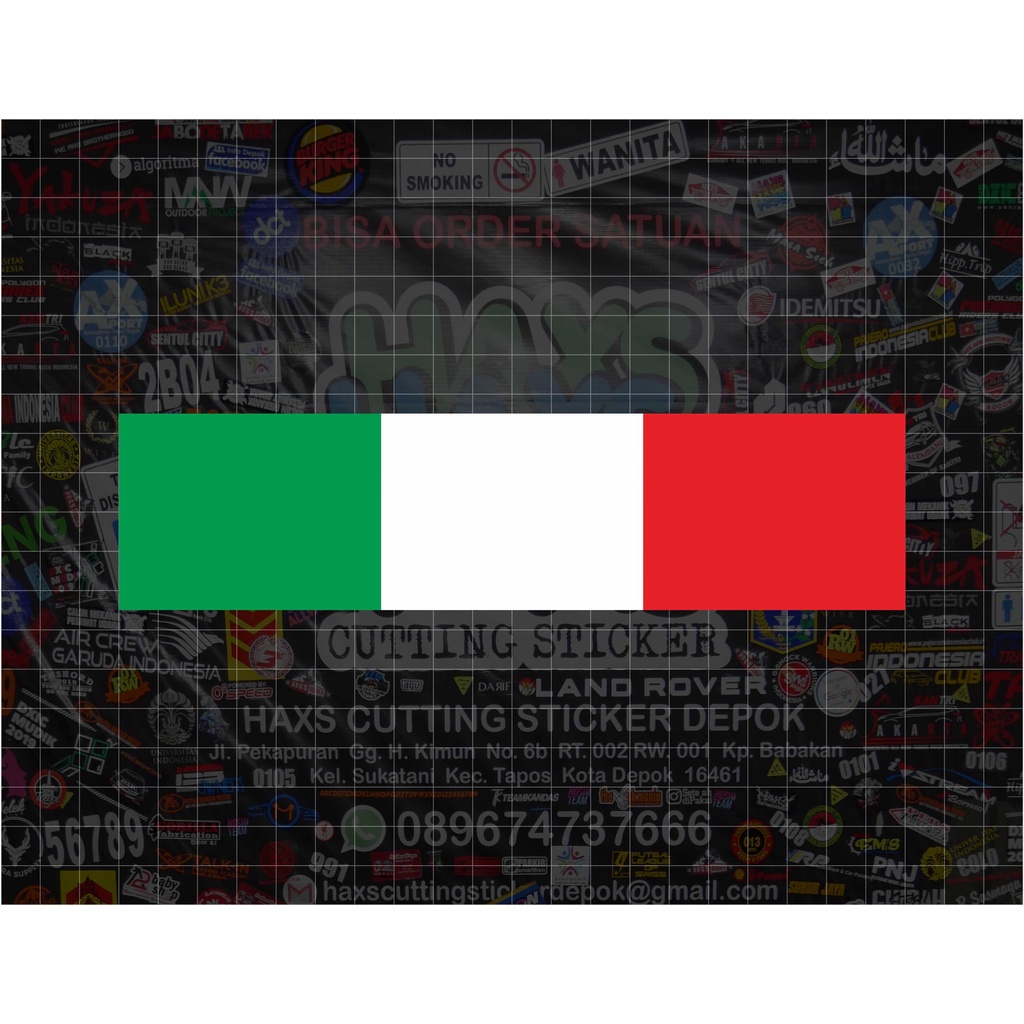 Cutting Sticker Bendera Italy Ukuran 20 Cm