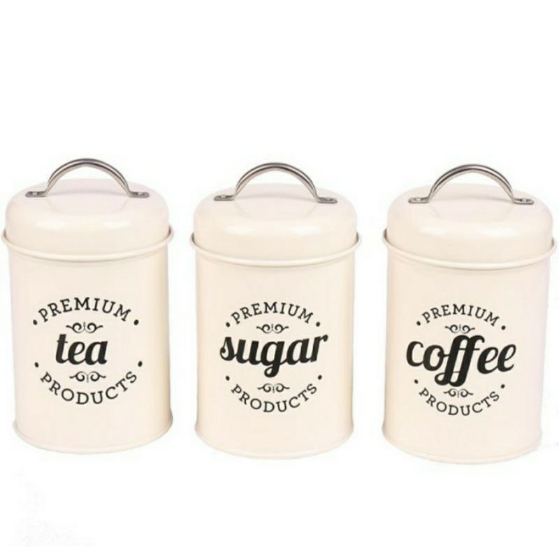 Tempat Bumbu Kaleng /Tin Can Coffee Tea Sugar