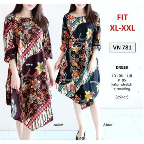 Terbaru SEVN781 dress batik tunik etnik tribal modern muslim parang bigsize Limited