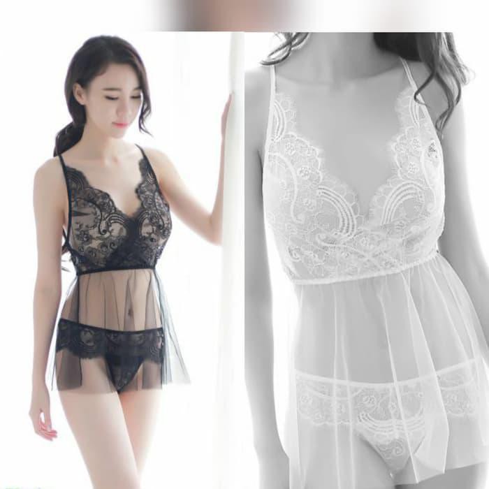 ACL0987 Sexy Lingerie Baby Doll Transparan Baju Tidur Seksi Panties