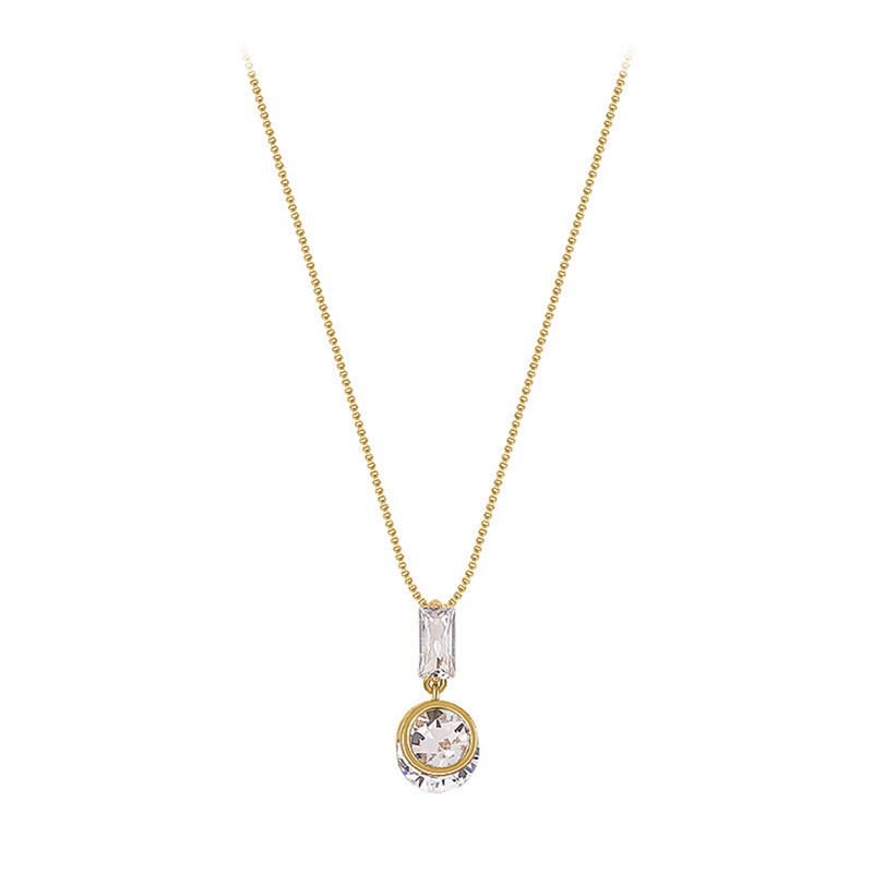 Fancyqube Kalung Rantai Sterling Silver 925 Dengan Liontin Kristal Zircon Bentuk Tetesan Air Untuk Wanita