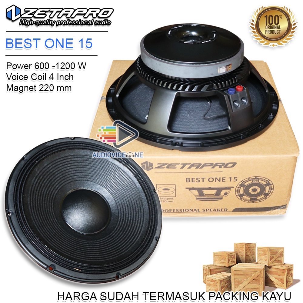 Speaker Zetapro Best One 15 Coil 4 Inch Komponen Spiker 15 Inch Original Plus Packing Kayu