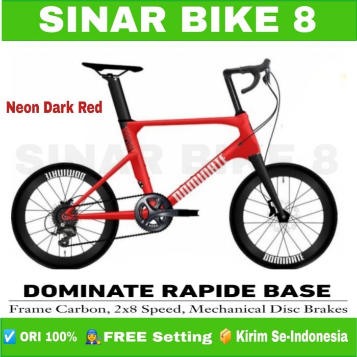 Sepeda Minivelo Ukuran 20 Inch DOMINATE RAPIDE BASE Carbon 2x8 Speed