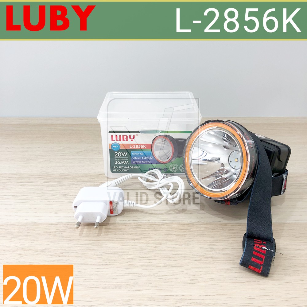 Luby L-2856K Senter Kepala Tahan Air Waterproof Head Lamp 20W/ 20 Watt Cas Ulang