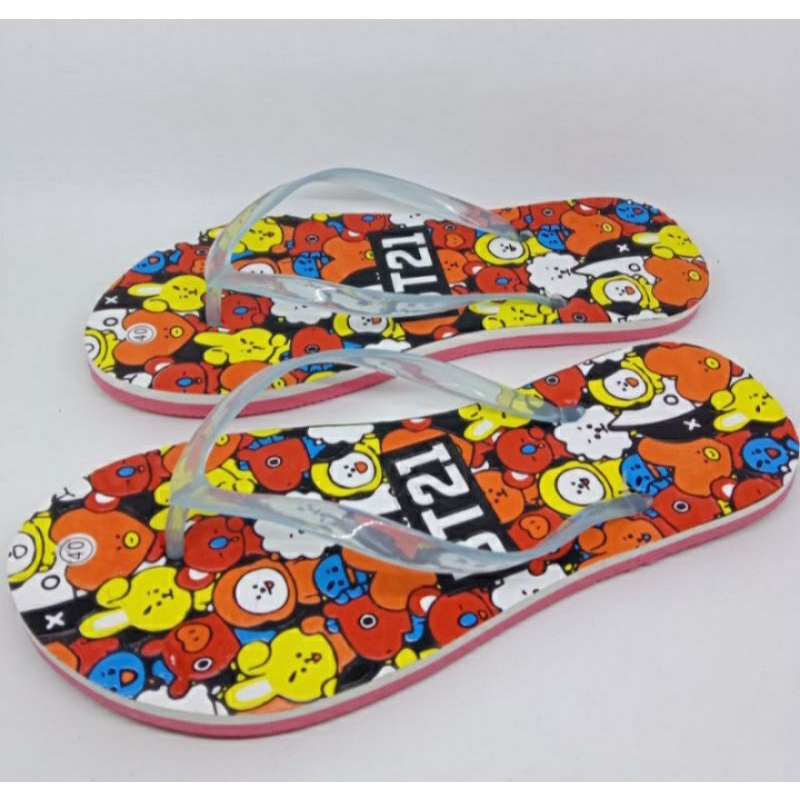 Arkn-Sandal Jepit Jelly Wanita Motip BT21 Termurah