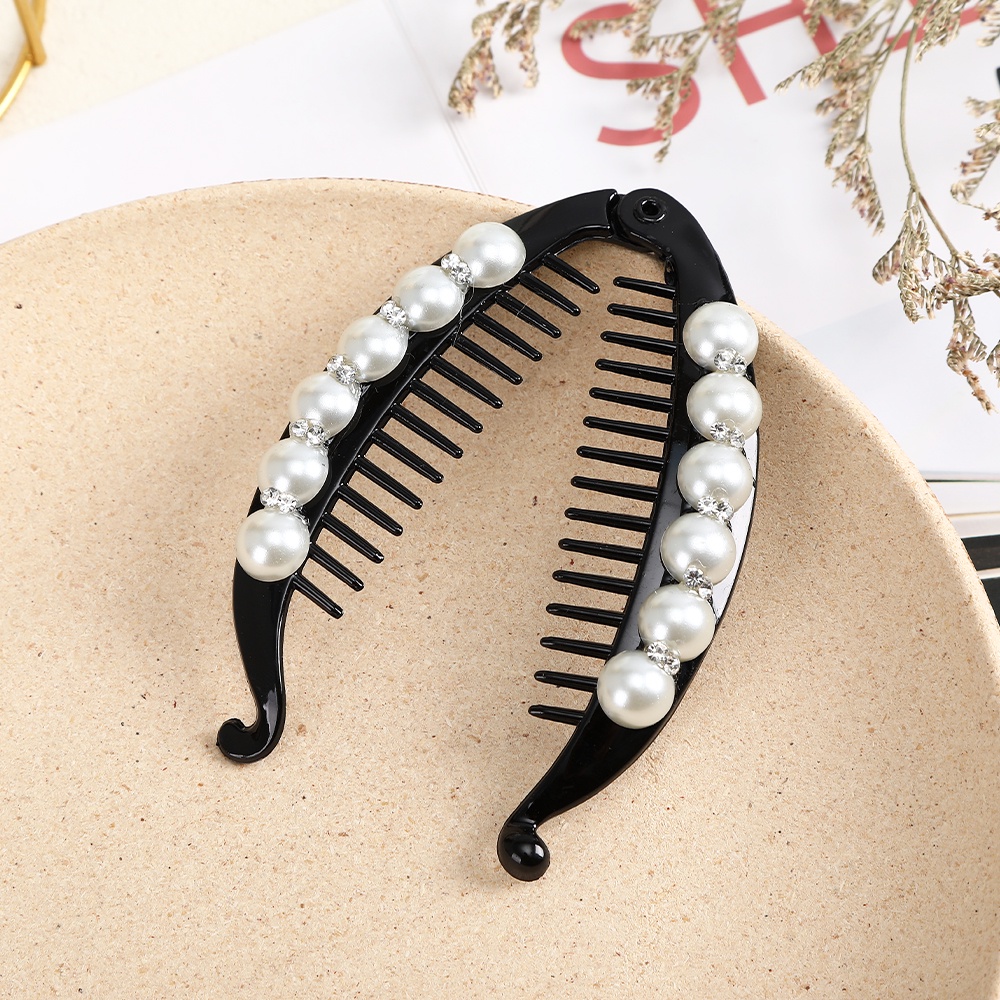 Pearl Diamond Banana Clip Fashion Hair Clip for Women Hair Accessories