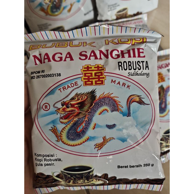

Kopi Bubuk / Bubuk Kopi Naga Sanghie Robusta Kasar / Halus 250 gram Sidikalang