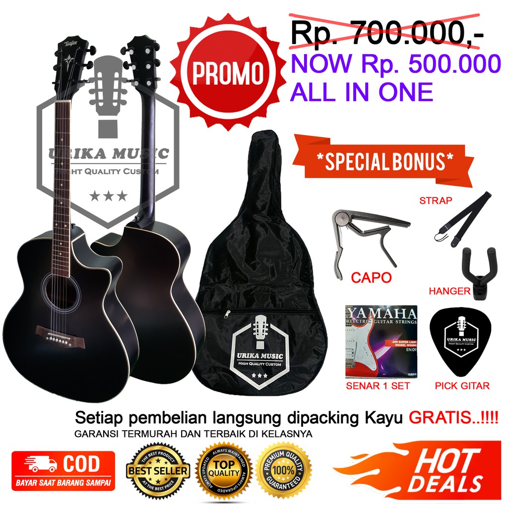 PROMO HOT DEALS GITAR AKUSTIK TAYLOR CUSTOM FREE BANYAK