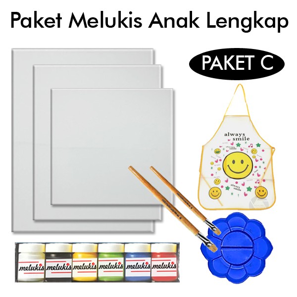 

KANVAS LUKIS ANAK LENGKAP CAT KUAS PALET - PAKET C