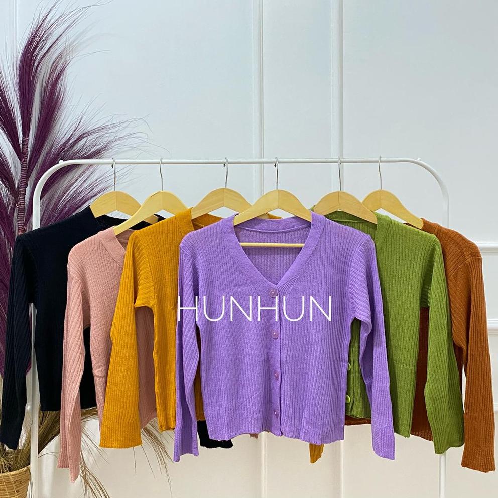 Xc31au22ᴱ ‑ Sweny Knite / Sweater Cardigan Rajut Outer Atasan Wanita Crop Baju Rajut Lilac