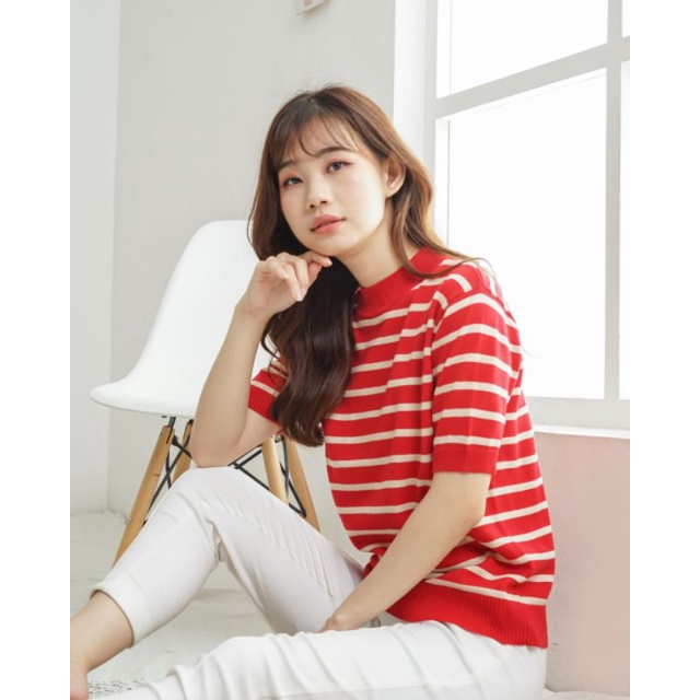 Emma Top Cotton Knit - Atasan Rajut Wanita Tangan Pendek - Korean Top Short Sleeve (301)