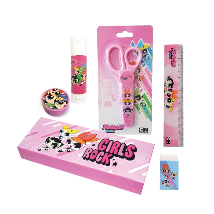 

(TERLARIS) Powerpuff Girls Stationery Set / Paket Alat Tulis Sekolah Kotak Pensil - Merah Muda