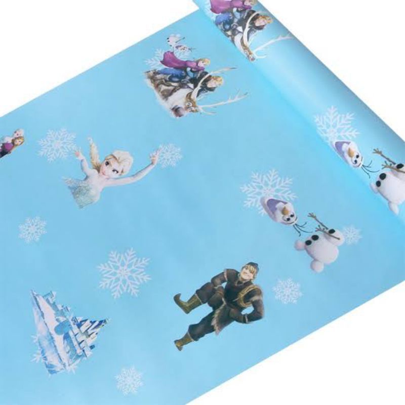 Wallpaper Dinding Karakter Anak Frozen Biru Cocok Untuk Kamar Anak