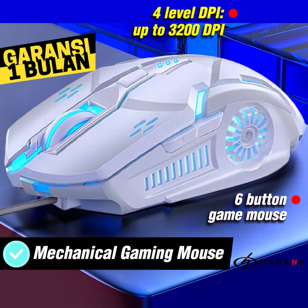 Mouse Gaming Wired Kabel USB Laptop Komputer PC Game RGB LED Murah Unik Ergonomic Up To 3200 DPI