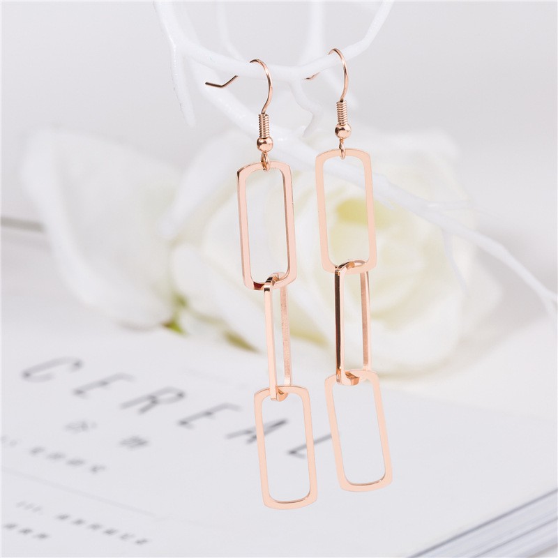 SALE Anting Gantung Titanium Rose Gold Asli Wanita Fashion Anti Karat Murah AA016 elegant pesta