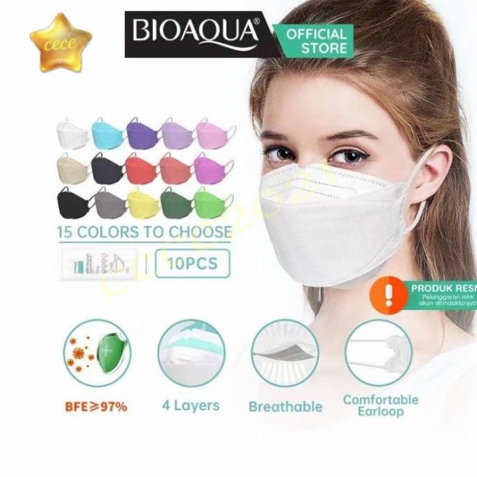 Jual Bioaqua Disposable Facemask Masker Kn95 Evo 4Ply Kesehatan Earloop Pro - Kuning