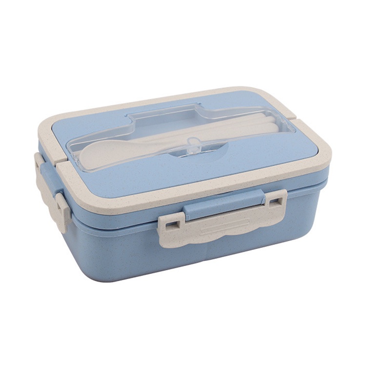 TOKO21GROSIR -- NEW LUNCH BOX SET PP JERAMI GANDUM ECO FRIENDLY WITH HANDLE FREE SENDOK DAN SUMPIT/ KOTAK MAKAN BEKAL