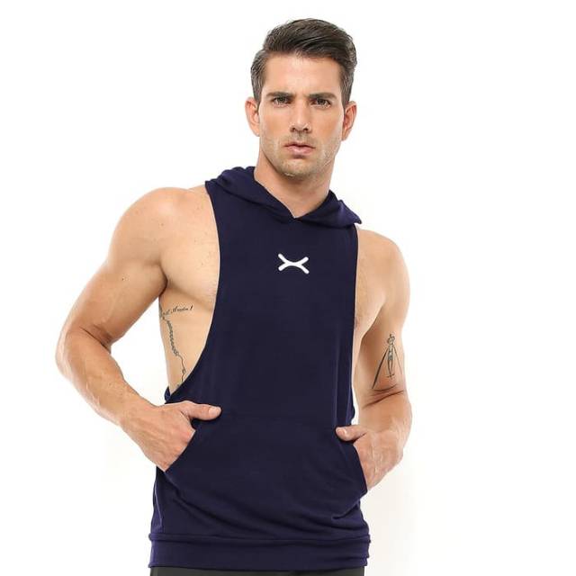 FVS-002DK Sleeveless hoodie sport fitness FLEX dongker