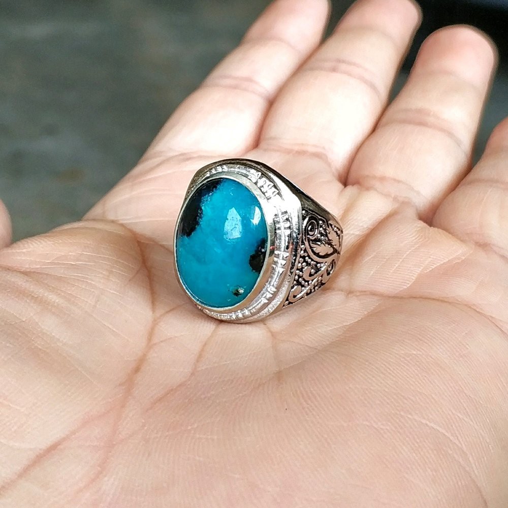CINCIN BATU AKIK NATURAL KANTORAN BACAN DOKO TOTOL KRISTAL BIRU TEMBUS KINCLONG HABIS