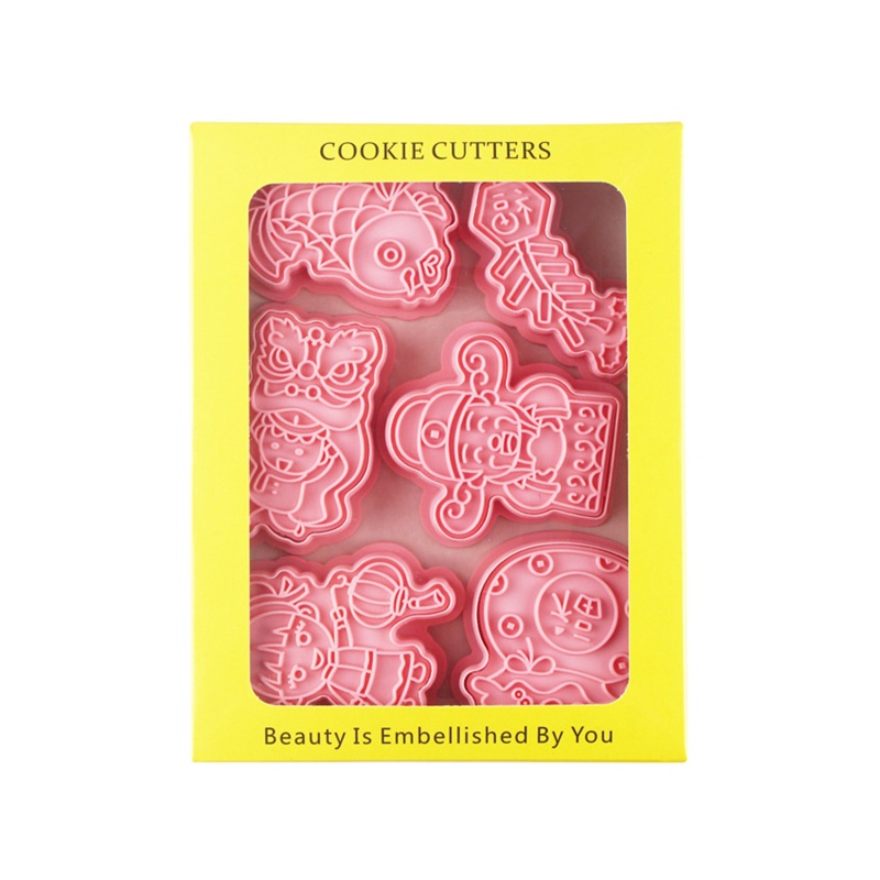 Gro 6pcs Cetakan Cookies / Cookies DIY Bahan Plastik Untuk Festival Musim Semi